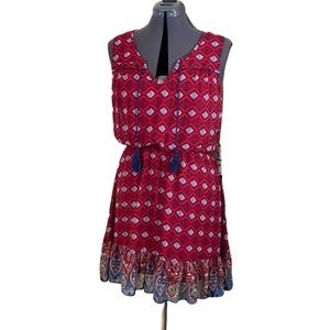 As U Wish Red and Blue Sleeveless Dress Size Large